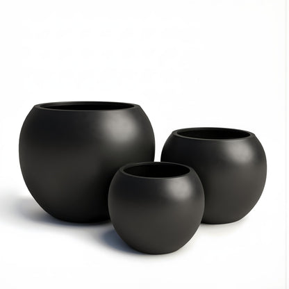 DTY planter — Premium fiberstone sphere design with drainage hole and coco mats