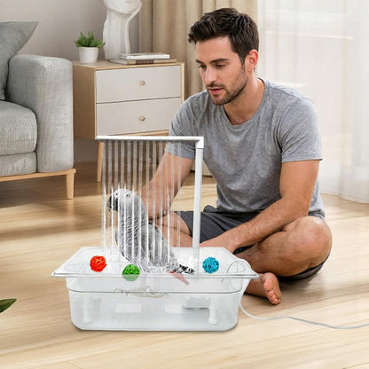 WQY GroceryShop Parrot Bathtub Indoor Automatic Bath Shower with 180 ° Circulating Faucet Contains USB and Power Plug for Medium Birds African Grey Amazon Conure Parakeet Cockatiel Lovebird
