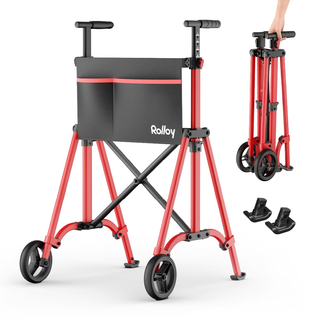 Rolloy walker — lightweight folding design with adjustable height and 2 wheels