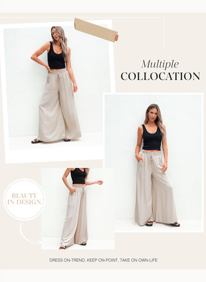 Dokotoo pants — Casual elastic waist wide leg design with pockets