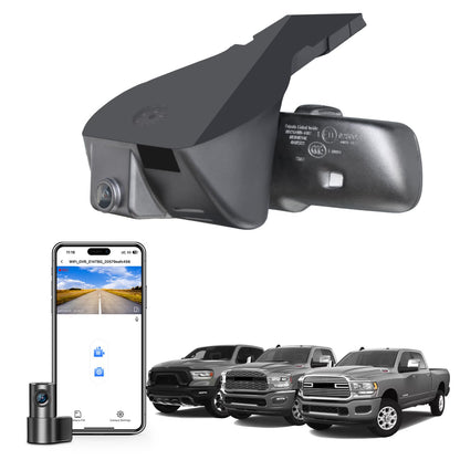 Mangoal dash cam - 4K front and 1080P rear for Dodge RAM 1500/2500/3500 2019-2024 model D, Rebel Big Horn Laramie, GPS and WiFi included, 128GB card included.