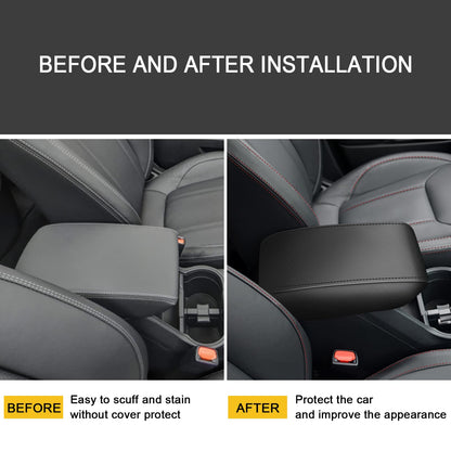 AOMSAZTO console covers - Armrest covers for 2019-2025 Subaru Forester in black with black stitches