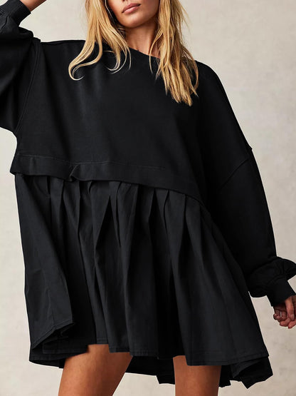 Sweatshirt dress — Crew neck long sleeve oversized mini dress