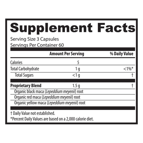 Zen Spirit Maca Root Capsules for Women & Men - Black Red Yellow - Gelatinized maca Powder Blend, 180 Pills 500mg per Vegan Capsule, Non-GMO, Gluten-Free Dietary Supplement, 90-Day Supply