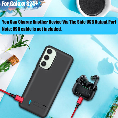Sitong battery case for Samsung Galaxy S24+, 5000mAh rechargeable extended battery case
