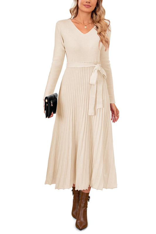 Arach&Cloz dress with tie waist and pleated design