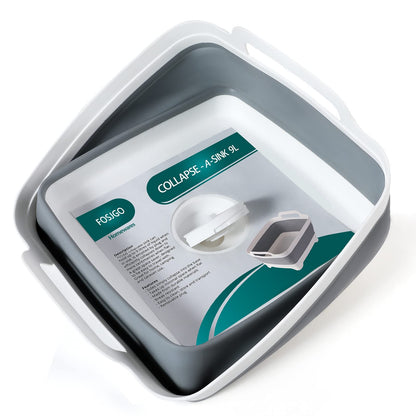 FOSJGO dish basin with drain - Collapsible portable 9 litres capacity sink