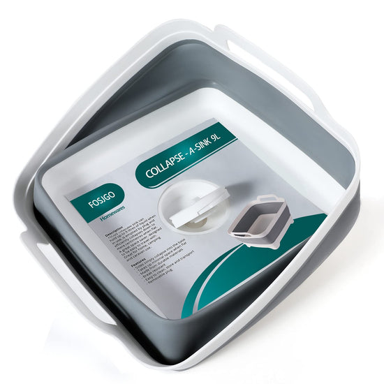 FOSJGO dish basin with drain - Collapsible portable 9 litres capacity sink