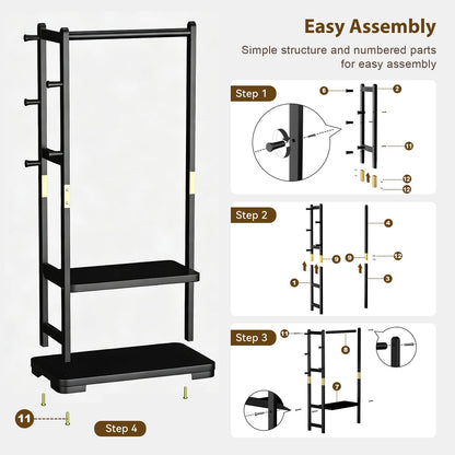 Solid Wood Clothes Rack