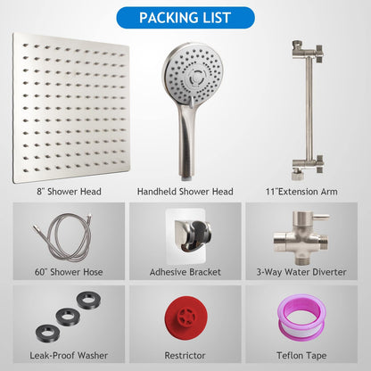 Showerhead — 10 inch high pressure with handheld shower head combo and extension arm