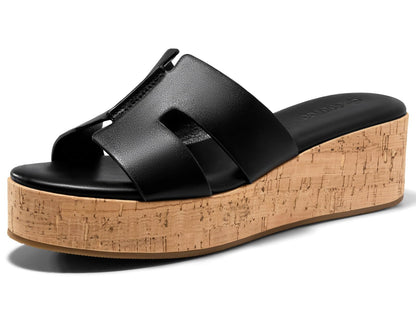 Coutgo women's wedge sandals — cork heeled cutout design