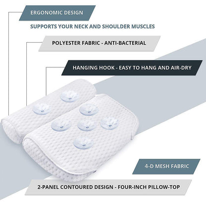 AmazeFan bath pillow — 4D air mesh technology with 7 suction cups for support