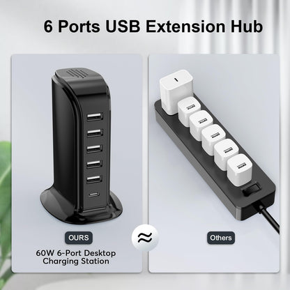 Charging adapter — Fast USB tower charging station blockCharging adapter — USB tower charging station with fast charging capability