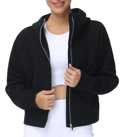 THE GYM PEOPLE sweatshirt — Full-zip fleece hoodie with pockets and thumb holes