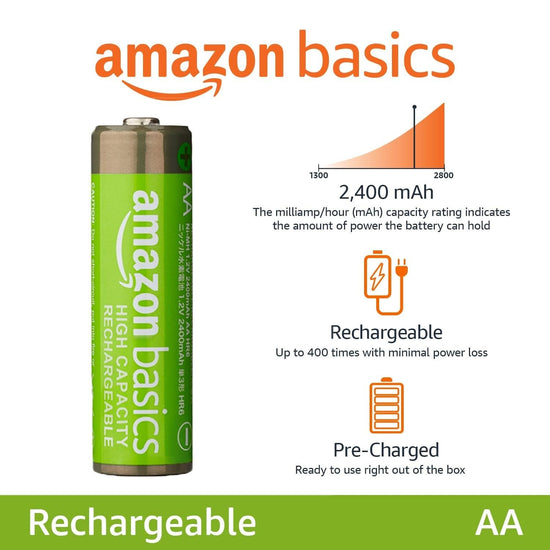 Amazon Basics rechargeable batteries - high-capacity design