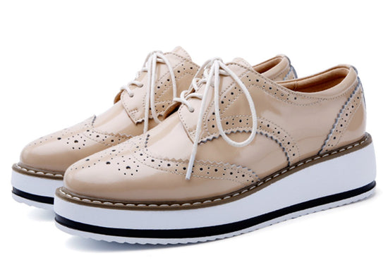 DADAWEN women's oxfords — platform lace-up wingtips with square toe