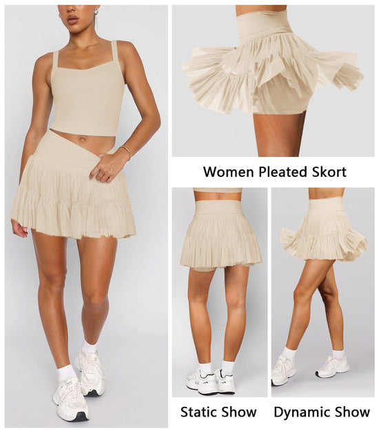 Women's high waisted pleated skort with pockets for athletic activities