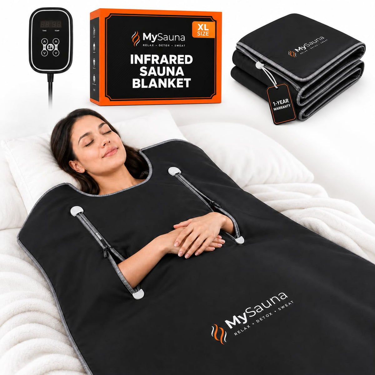 MySauna XL infrared sauna blanket - fits him and her, includes carry bag and control panel