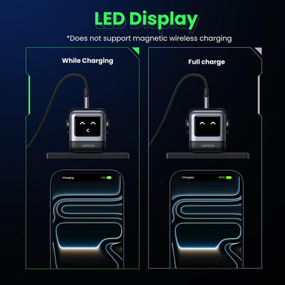 UGREEN charging adapter — 65W GaN compact design with 3 ports for fast charging