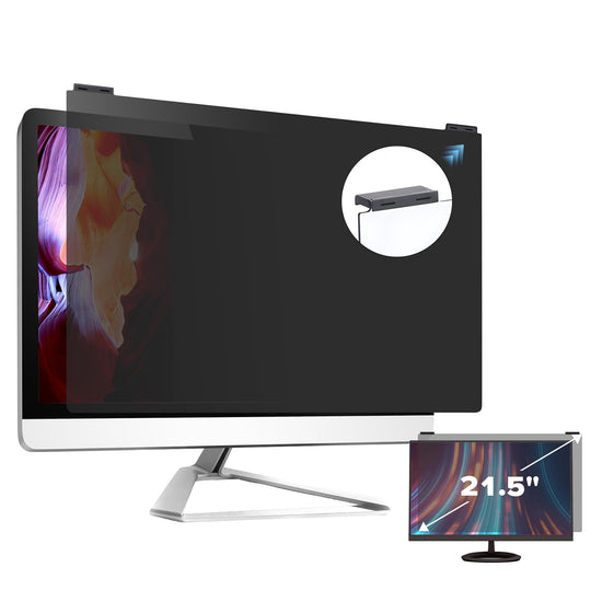Verponity Computer Privacy Screen Filter 21.5 Inch, 9H Hardness Hanging Computer Screen Privacy Shield Compatible with 16:9 Widescreen Monitor, Eye Protection and Blue Light Blocks