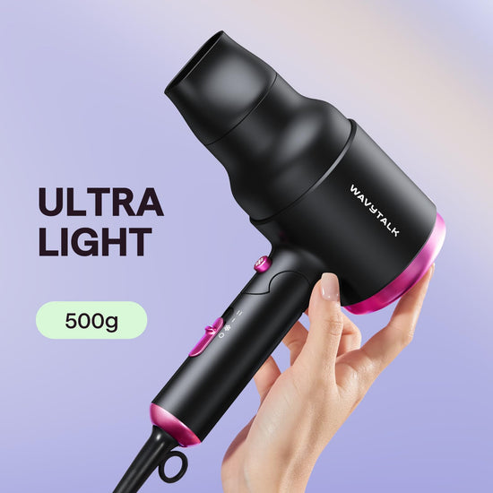 Wavytalk hair dryer — foldable with diffuser in black, pink or rose gold