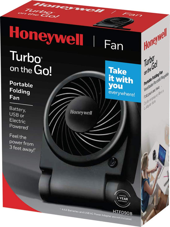 Electric fan — Honeywell turbo on the go personal fan, black, portable