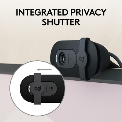 Logitech Brio webcam — Full HD 1080p with built-in mic and shutter