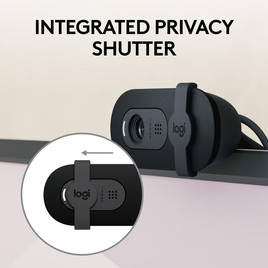Logitech Brio webcam — Full HD 1080p with built-in mic and shutter
