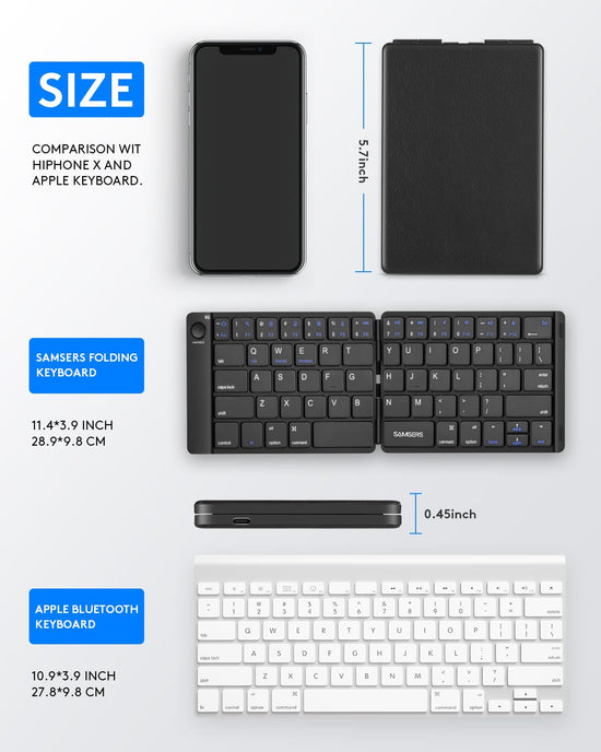 Samsers foldable Bluetooth keyboard — portable wireless design with stand holder