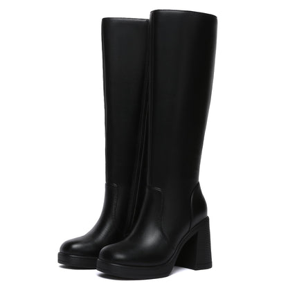 Athlefit knee high boots — platform tall chunky heeled design