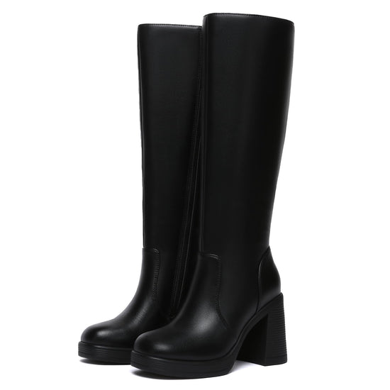 Athlefit knee high boots — platform tall chunky heeled design