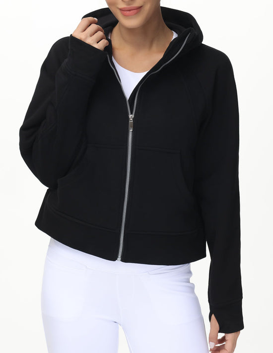 THE GYM PEOPLE sweatshirt — Full-zip fleece hoodie with pockets and thumb holes