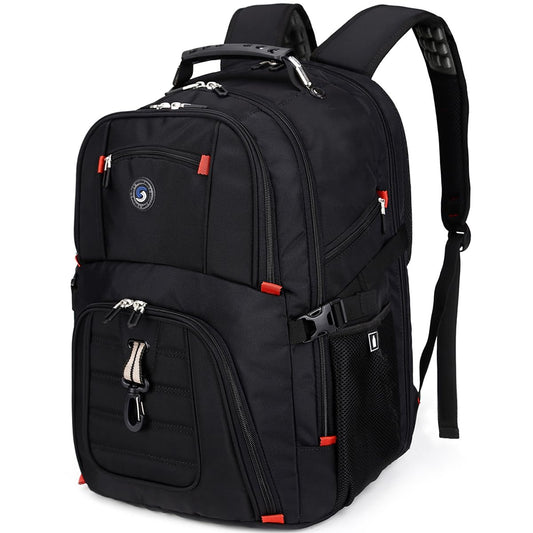 SHRRADOO travel backpack with combination lock for 17 inch laptops, 50L capacity