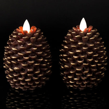 Wondise flameless candles set of 2 - brown battery operated with timer