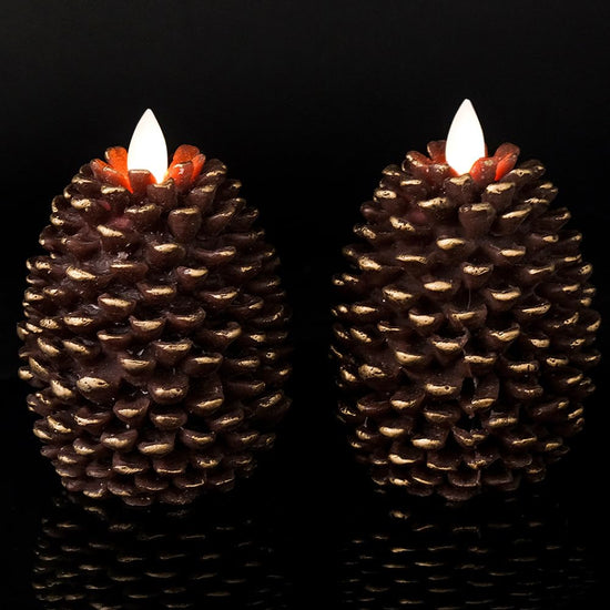 Wondise flameless candles set of 2 - brown battery operated with timer