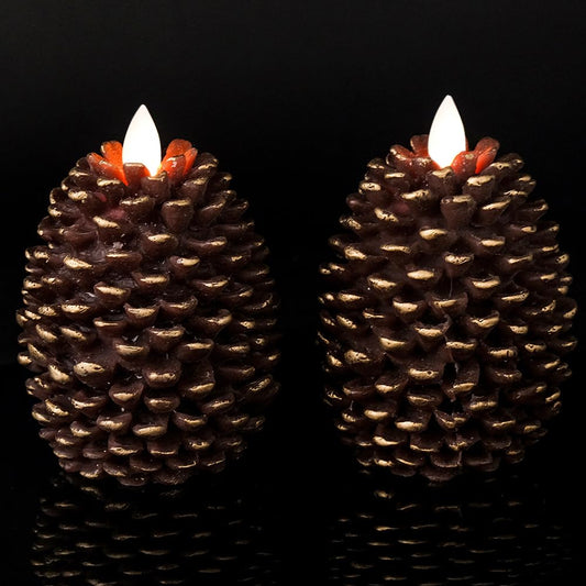 Wondise flameless candles - battery operated with timer and flickering wick, set of 2