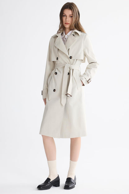 Orolay women's trench coat with belt in 3/4 length design