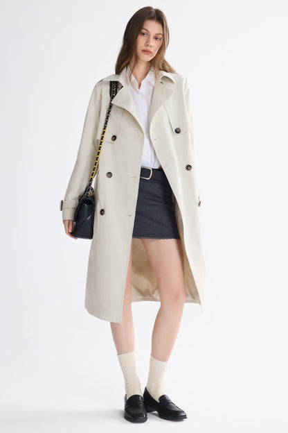 Orolay women's trench coat with belt in 3/4 length design