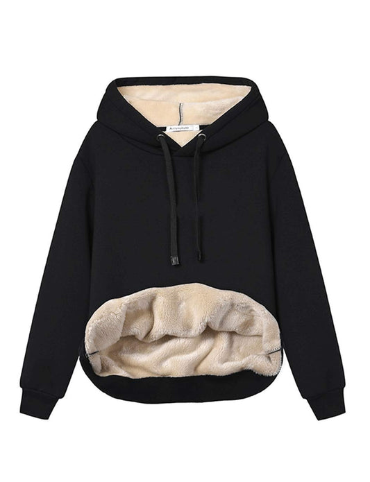 Sweatshirt — Fleece sherpa lined pullover hoodie for women by Haellun
