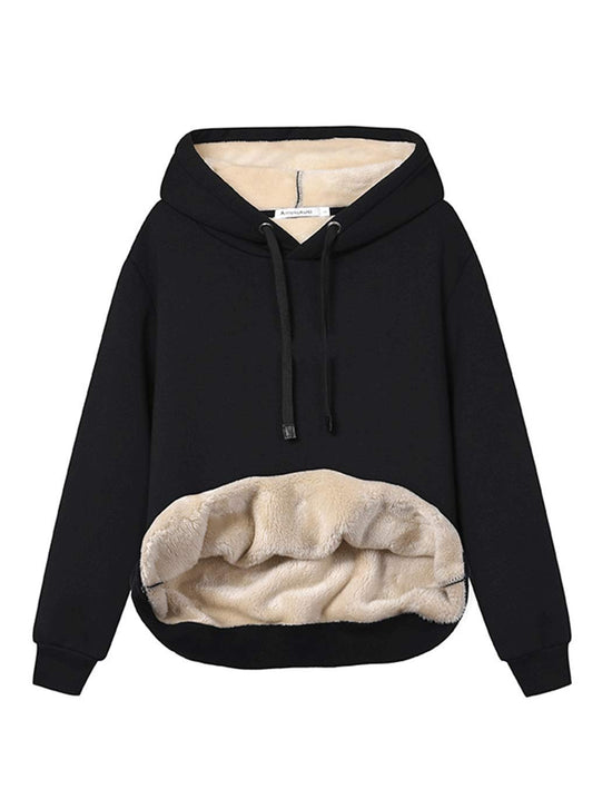 Sweatshirt — Fleece sherpa lined pullover hoodie for women by Haellun