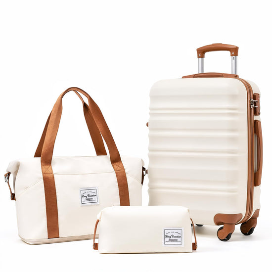 Suitcase — Long vacation 4 piece hardshell luggage set with TSA lock and spinner wheels