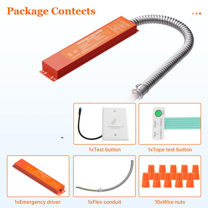 AC100V-347V Emergency LED Driver, Output 170VDC 8W Over 90mins Emergency Time, Retrofit Dimmable LED Light Fixture into Emergency System (UL Certified)