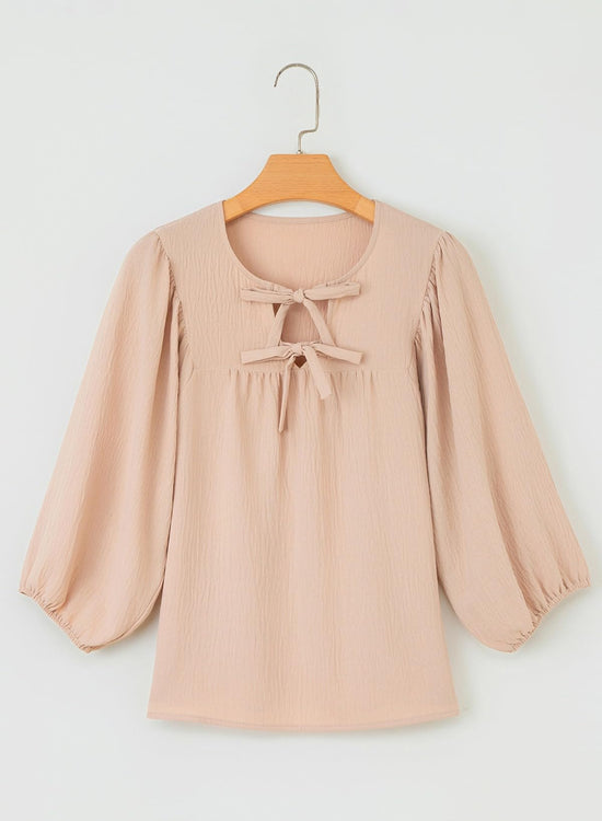 SHEWIN women's shirt - 3/4 sleeves blouse with bow tie detail