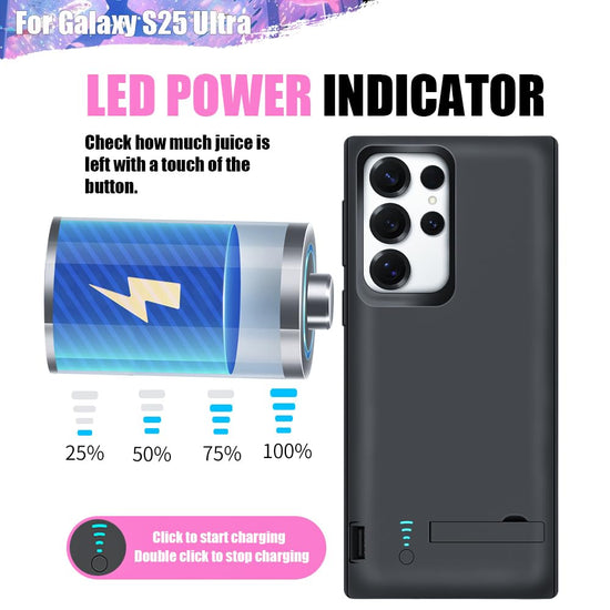 Sitong Battery Case for Samsung Galaxy S25 Ultra, 5000mAh Rechargeable Extended Battery Charging Charger Case, Add 100% Extra Juice (6.9 Inches) Black