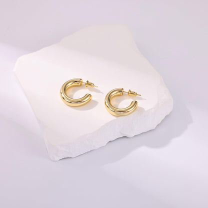 Gacimy chunky hoop earrings — 14K gold plated, 925 sterling silver post hoops for women