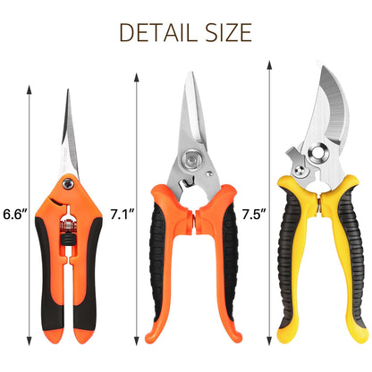 Garden shear scissors — Stainless steel blades handheld pruners set by Wevove