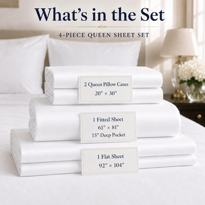 BED_LINEN_SET — Egyptian cotton sheets with deep pockets and sateen weave