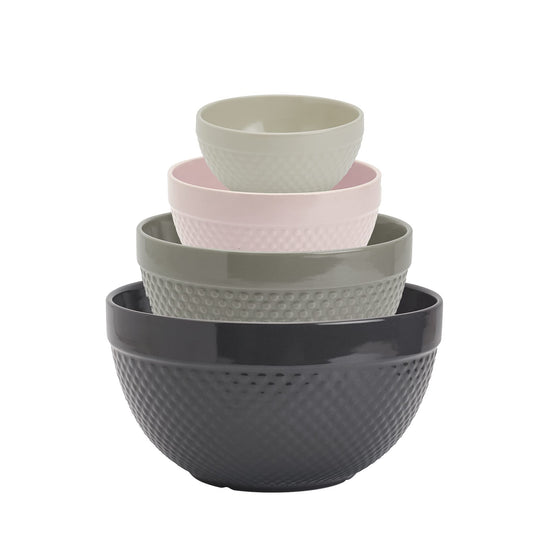 TTU dishware bowl set — Hobnail style stoneware mixing bowls 4 piece set for baking and cooking