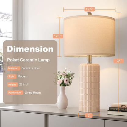 PoKat table lamp - farmhouse bedside lamps set of 2 for bedroom and living room