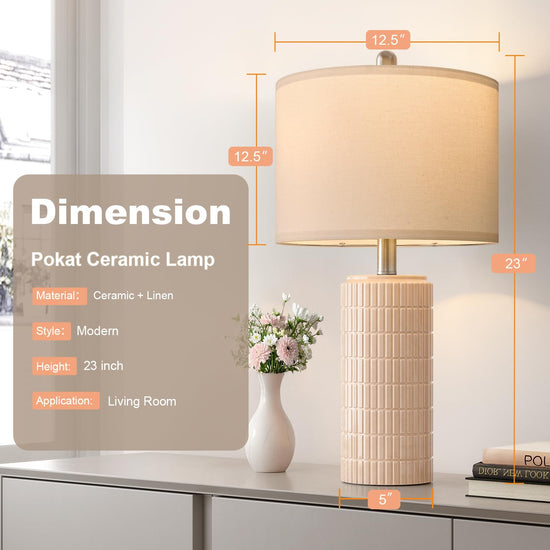 PoKat table lamp - farmhouse bedside lamps set of 2 for bedroom and living room